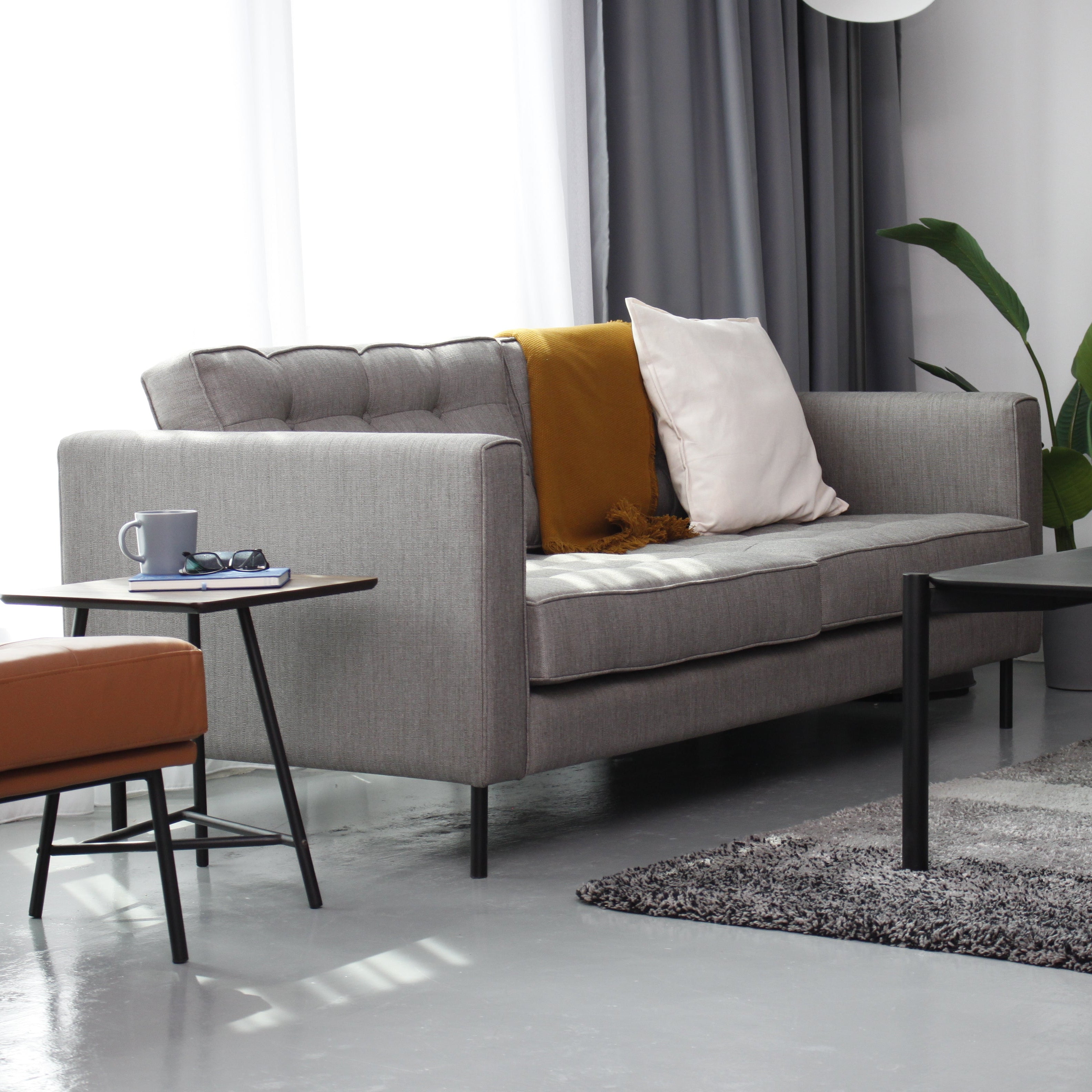 SATAH Sofa 1.8m Silver Grey ACACIA Fabric