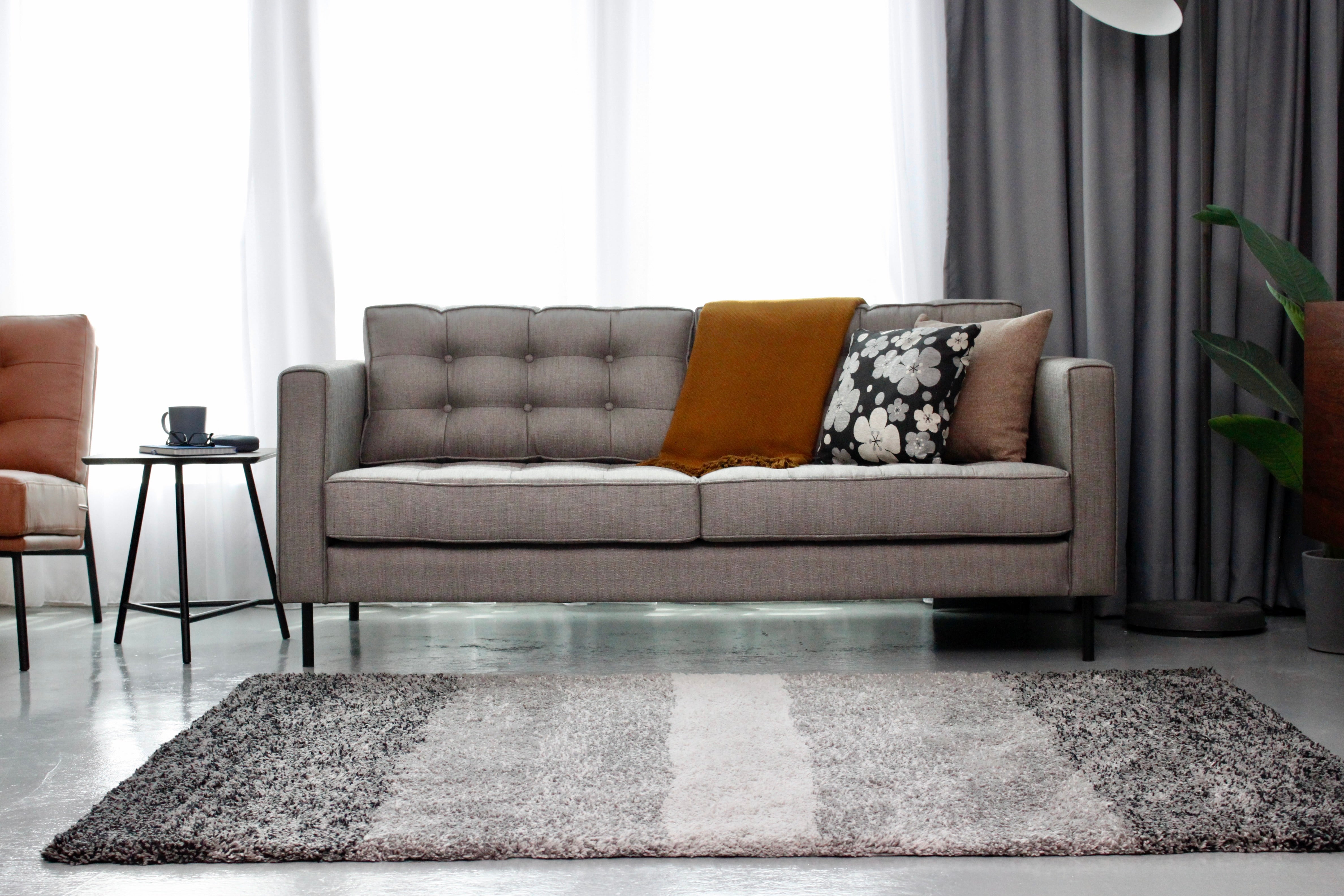 SATAH Sofa 2.1m Silver Grey ACACIA Fabric