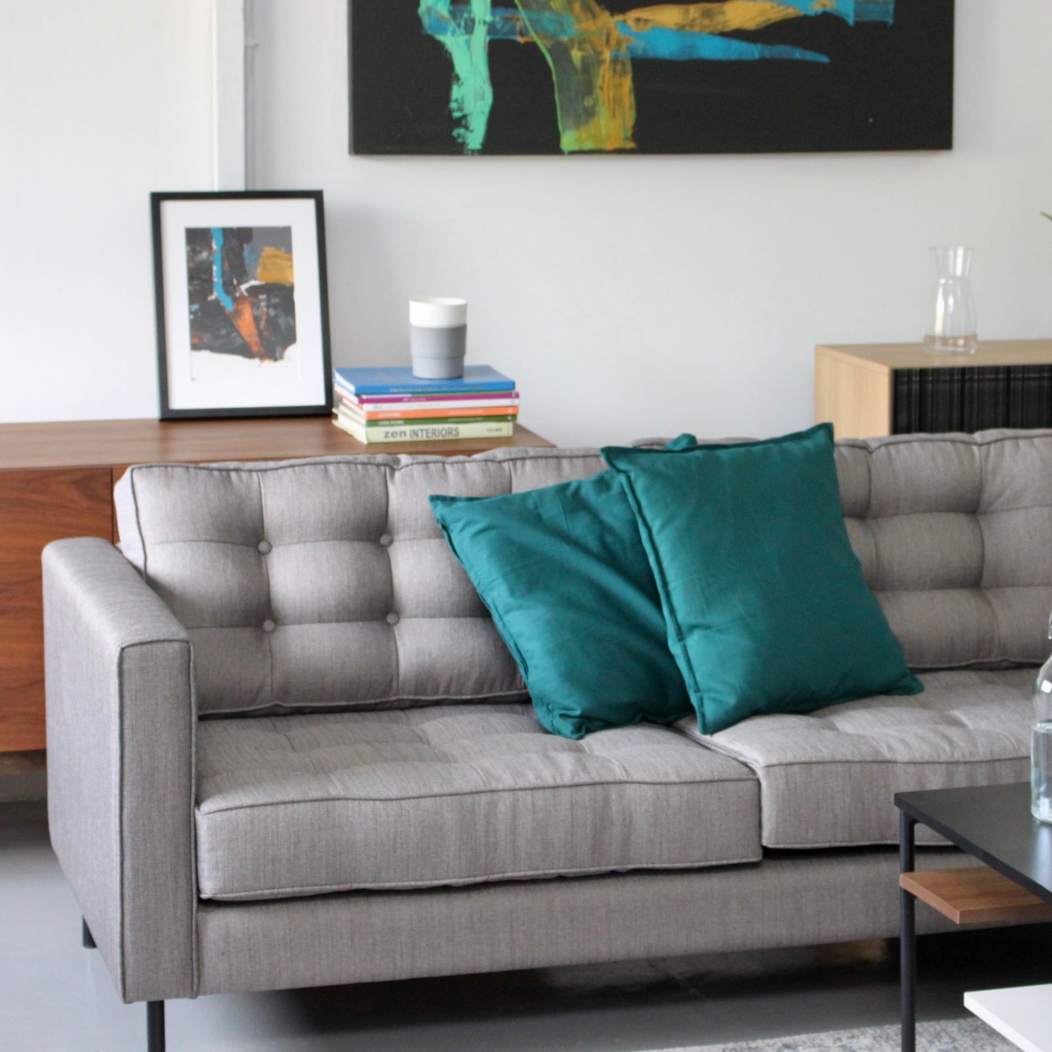 SATAH Sofa 1.8m Silver Grey ACACIA Fabric Exhibit Sales at Seremban 2 Offline Store